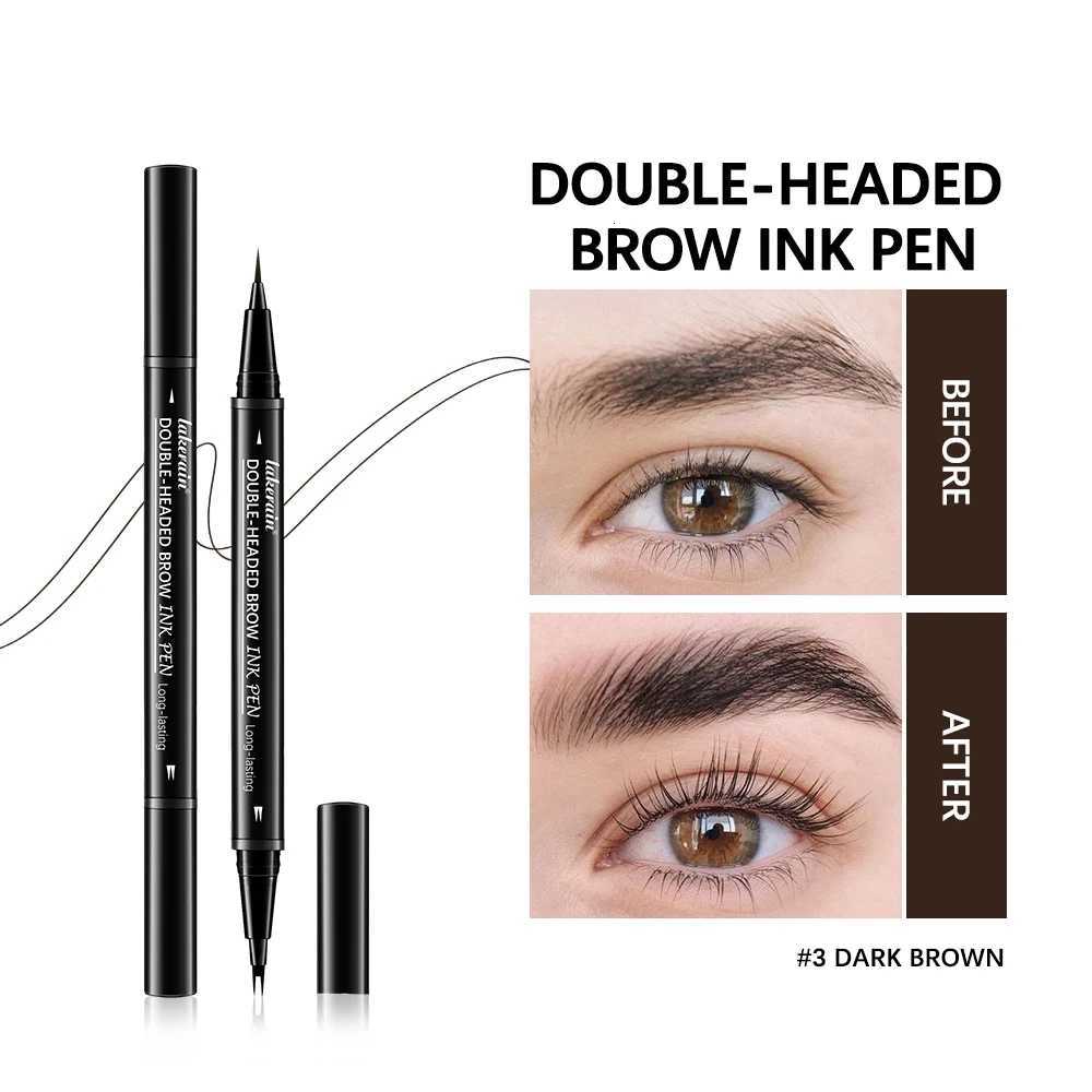 2 In 1 Eyebrow Pencil Eyeliner Double-Headed Long-Lasting Waterproof Smudge-Proof Precise Delineation Natural Tones for All SkinT251126
