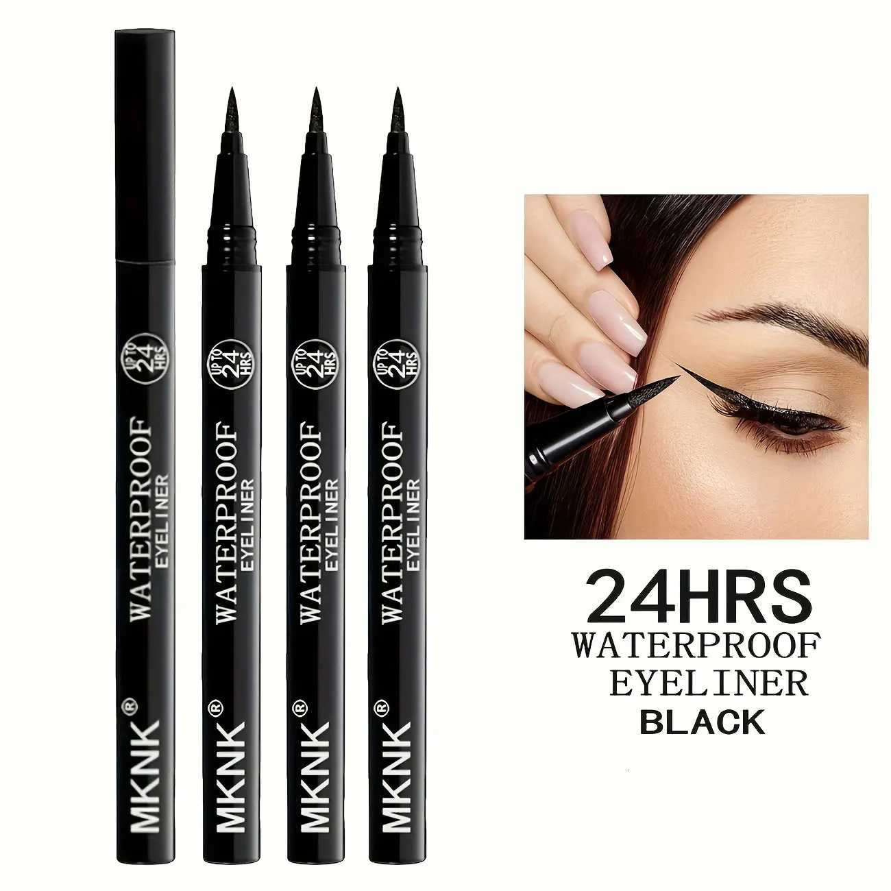 3pcs Black Waterproof Sweat-Resistant Smudge-Proof Eyeliner - Ultra Slim Long-Wear Liquid Eyeliner PenT251126