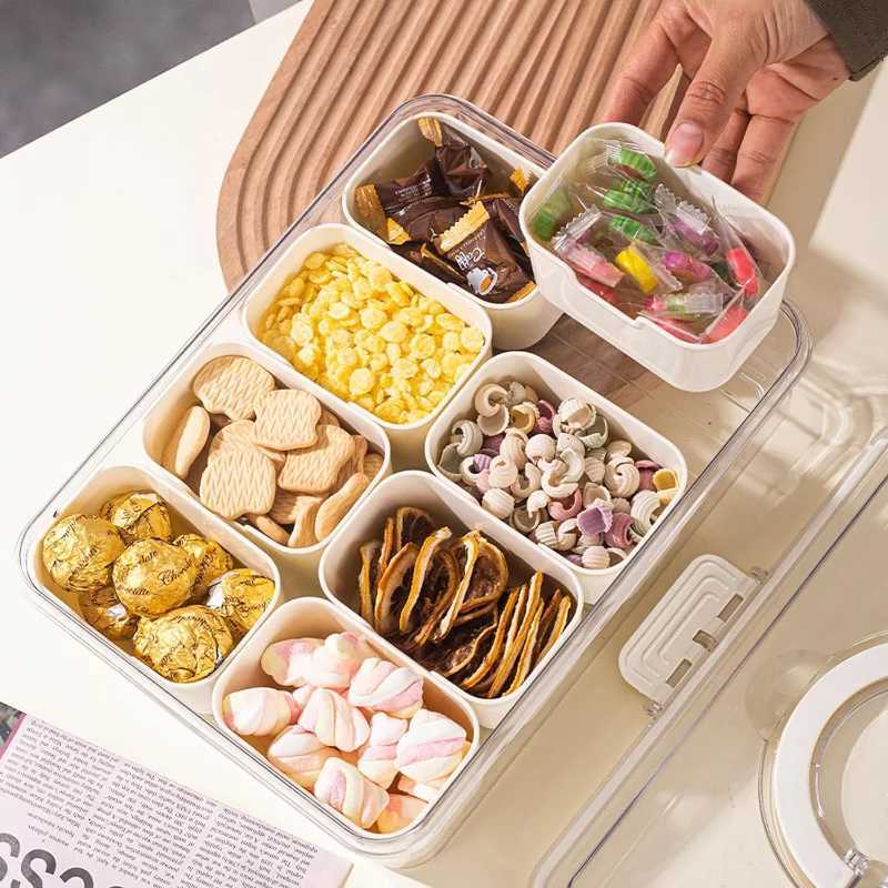 8 Grids Divided Serving Tray Storage Box Kitchen Portable Sub-format Seasoning Separator Box Fresh-keeping Snack Fruits Food Box Y251126