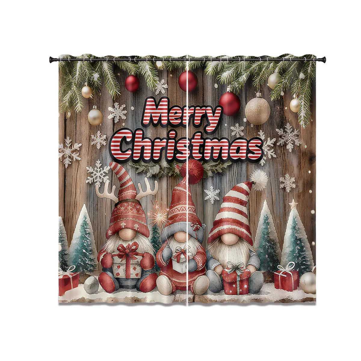 Curtain Christmas 2pcs Merry Christmas goblin print blackout curtains multi size living room insulation holiday decoration easy installation Y251126