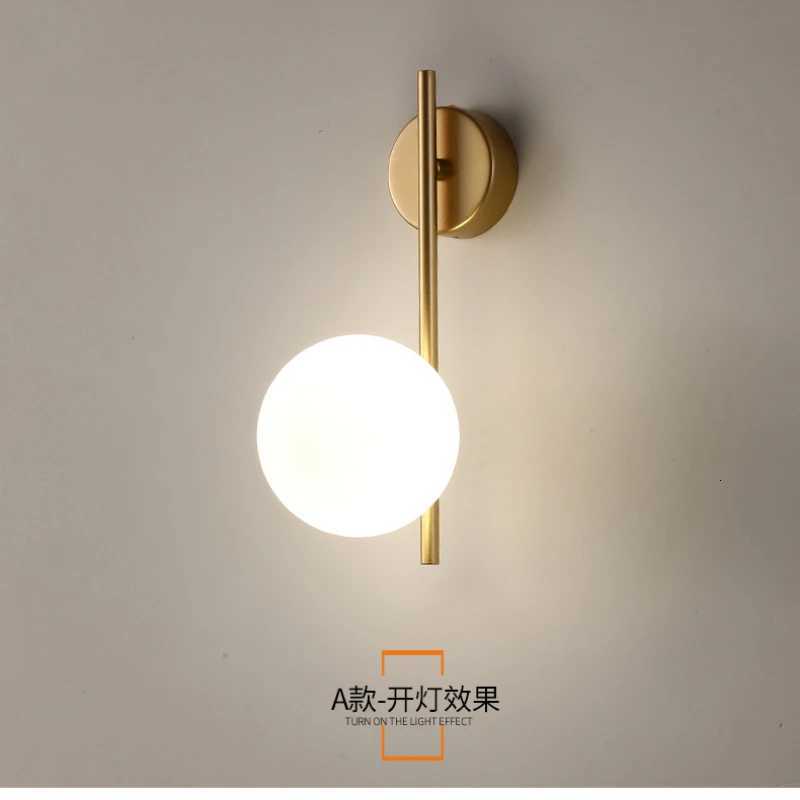 USB Rechargeable Gold LED Glass Wall Lamp with Remote Control Dimming Modern Bedside Sconce for Bedroom and Corridor Decor M251126