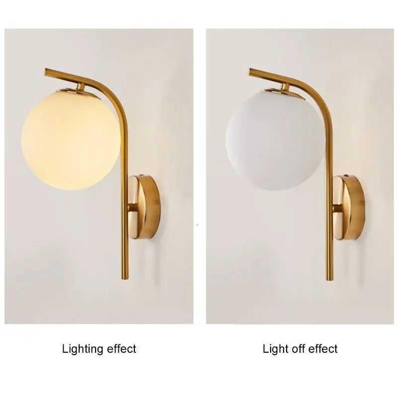 Frosted Glass Ball LED Wall Lamps for Bathroom Bedside Hardwire Wall Lights Wall Sconce Lighting Fixtures for Corridor Foyer M251126