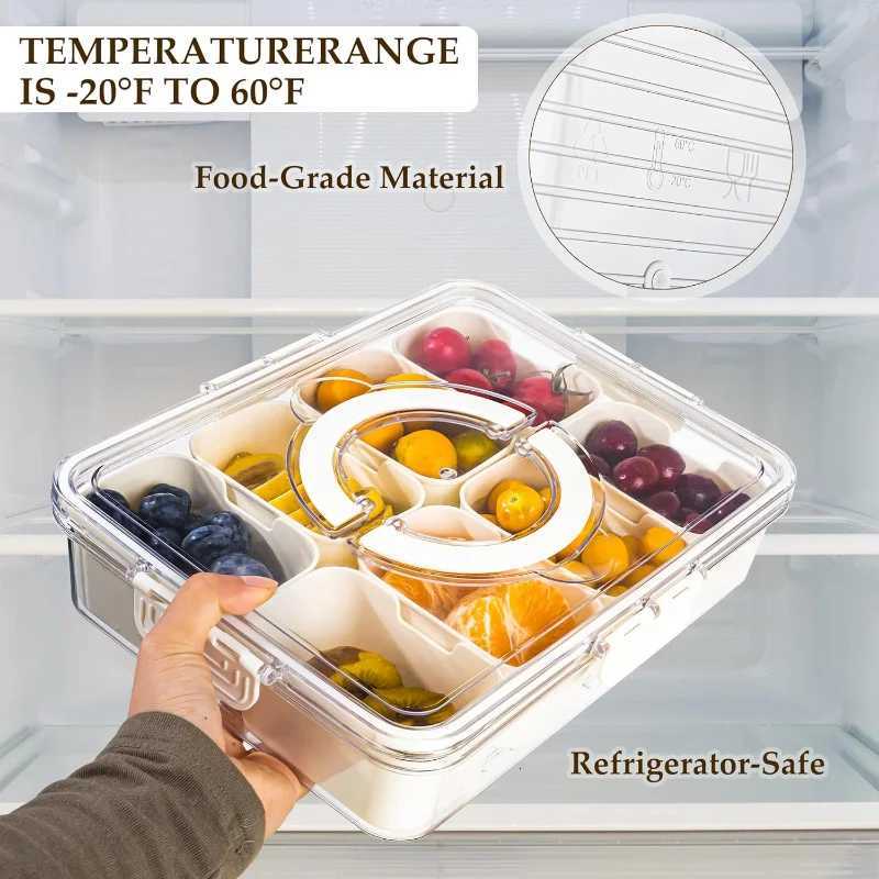 8 Grids Divided Serving Tray Storage Box Kitchen Portable Sub-format Seasoning Separator Box Fresh-keeping Snack Fruits Food Box Y251126