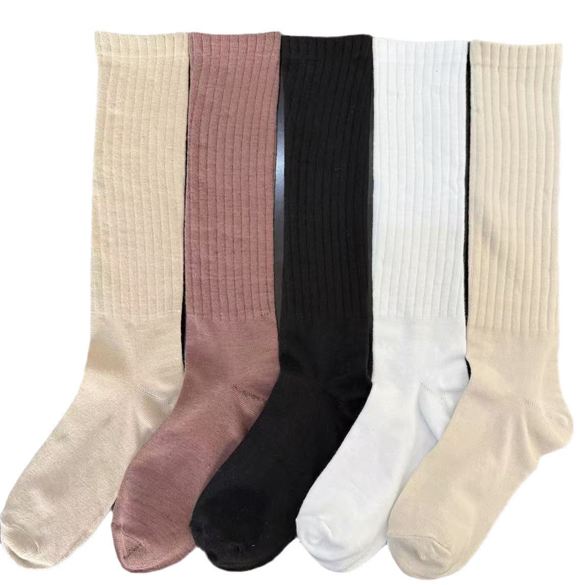 Autumn Winter Calf Socks Women Knee High Socks Deodorant Mid Tube Maillard Slimming Casual Compression Socks 241112
