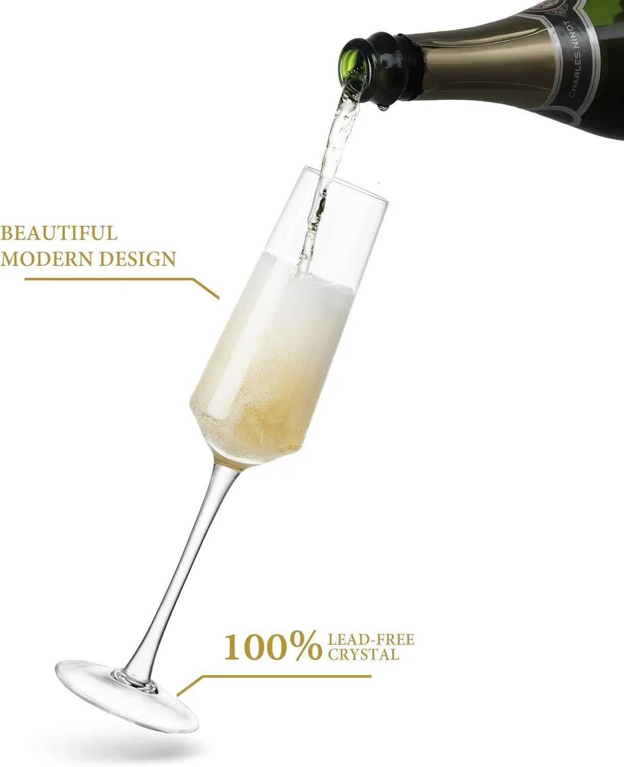 2 Pieces Luxury Crystal Champagne Flutes - Exquisite Stem Wine Glasses for Fall Celebrations Home Bars and Cocktail Parties C251126