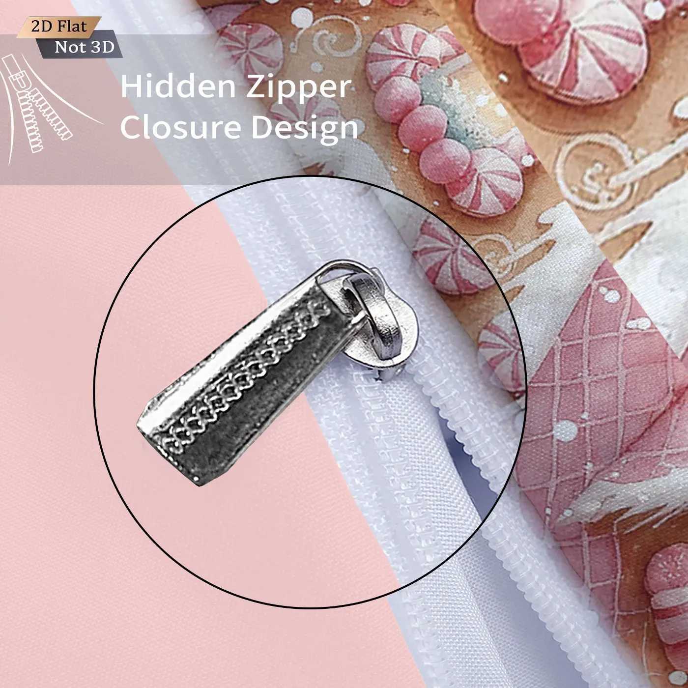 Christmas 3pcs pink romantic Christmas cottage Merry Christmas print choreless bedding set multi size bedroom bedding holiday decoration Y251126