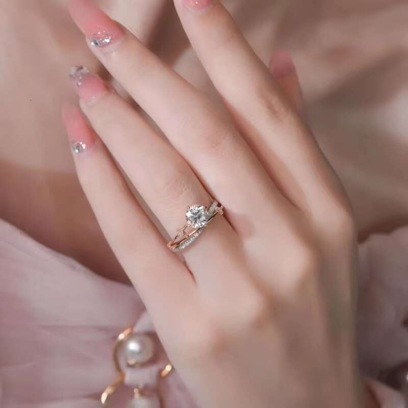 Luxury 0.5 1ct VVS Ice Cut Diamond Engagement Moissanite Rings Star Moon S925 Silver for Women Wedding Jewelry