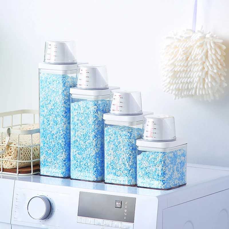 Laundry Detergent Powder Container With Measuring Cup Washing Up Powder Dispenser Food Storage Jar Airtight Storage Bottle Y251126