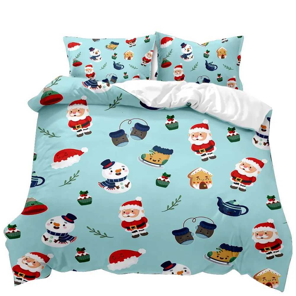 Christmas Christmas Duvet Cover Set Winter Snowman Santa Claus Christmas Stocking Bedding Set Double Queen King Size Polyester Qulit Cover Y251126