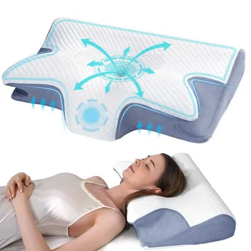 Sleep Memory Pillow Butterfly Memory Foam Neck Pillows Contoured Sleep For Neck Pain Relief Stomach Support Comfortable PillowW251126