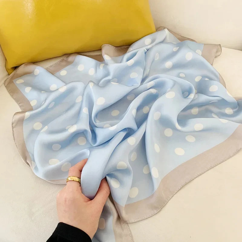 7070cm Fashion Handkerchief Dot Print Silk Satin Neck Scarf For Women Small Shawls Hair Scarfs Female Bag Scarves For Ladies 251125