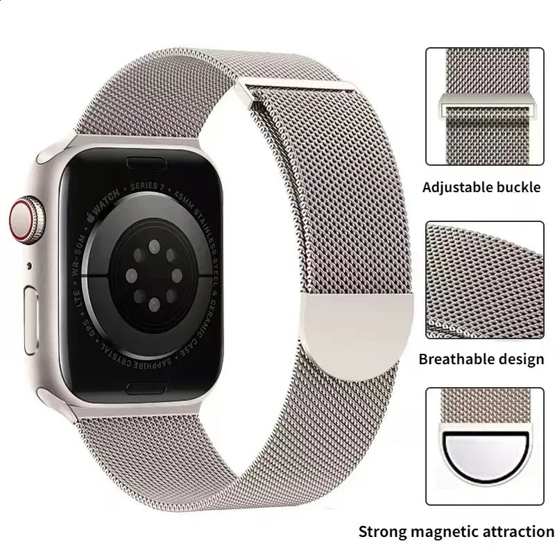 Milanese Strap for Apple Watch Band Ultra2 49mm 10 mm 9 8 7 45mm 41mm Metal Magnetic Bracelet 6 5 4 SE2 44mm 40mm 42mm 250425