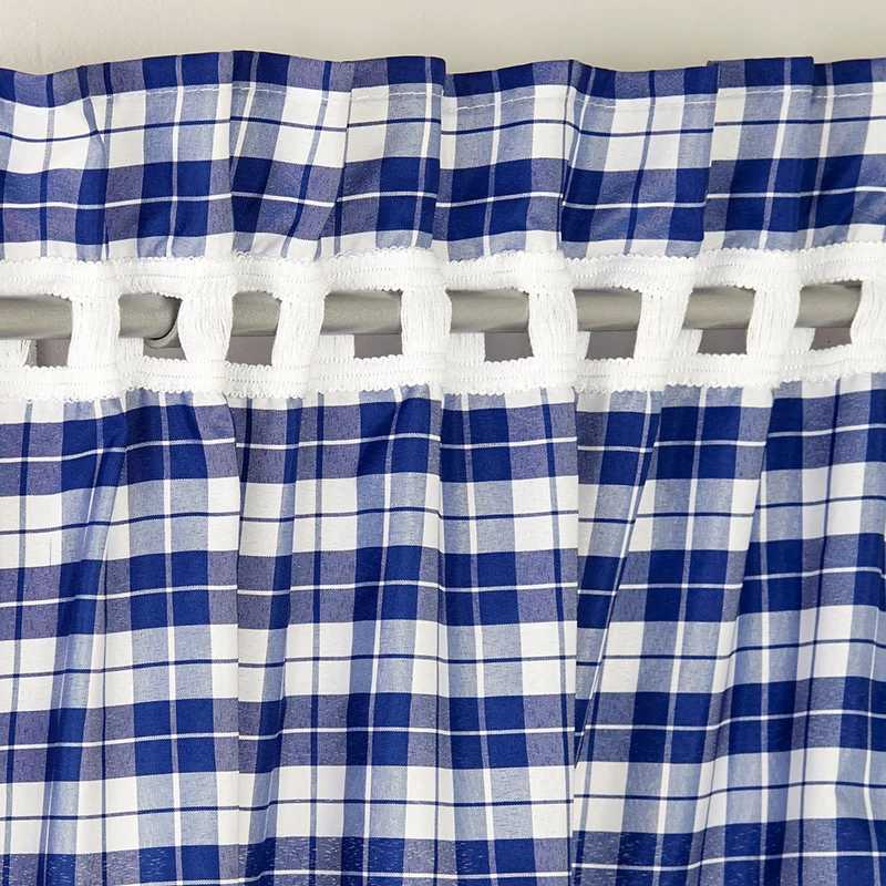Curtain Christmas Pastoral Red/ Blue Plaid Short Curtains for Kitchen Window Treatments Kids Room Curtains for Bedroom Living Room Roman Blinds Y25112