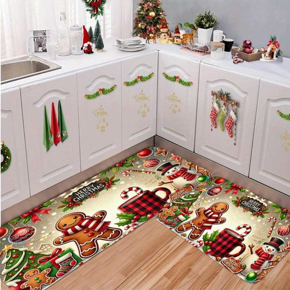 Christmas Gingerbread Man Carpet Mat Rug - Happy Christmas Design Home Decoration with Snowman Pattern Rugs for BedroomM251126