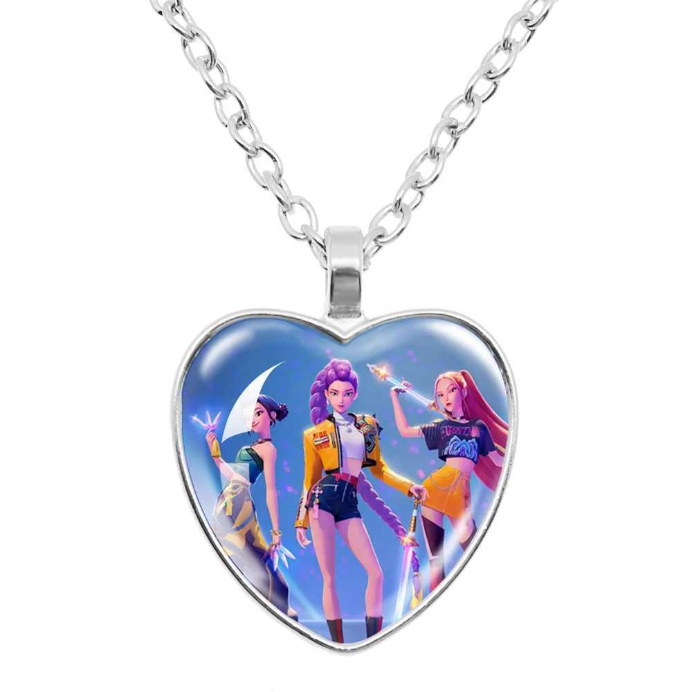 KPop Demon Hunters Heart Necklace - Rumi Zoey Mira Anime Film Alloy Jewelry Pendant for Fans Gifts Z251126