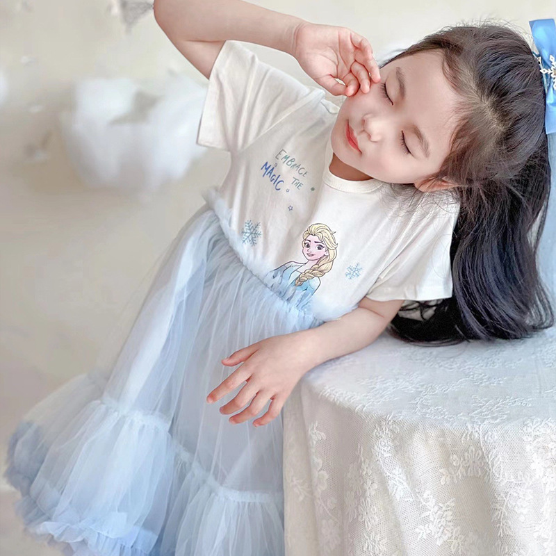 Disney Princess Skirt Beach Dress Birthday Party Dress Baby Designer Clothes Summer Elsa Baby Children's Clothing Mesh Children's Skirts Puf