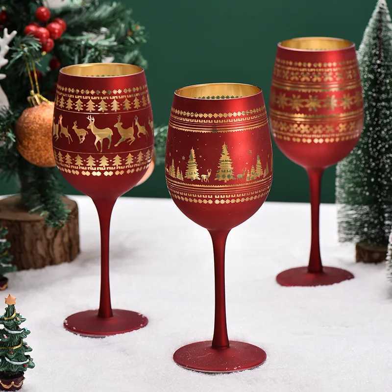 450/520ml Christmas tree Goblet Red Wine Glass Egg Cups Electroplating Engraving Champagne Glass Christmas Party Home Goblet C251126