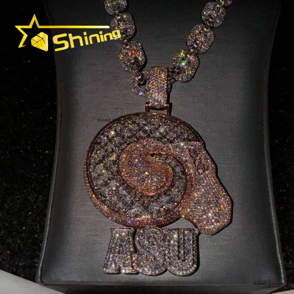 Ice out VVS Moissanite Hip-Hop Accessories Men's Pure Sier Gold-Plated Letter Silicone Stone Iced Pendant