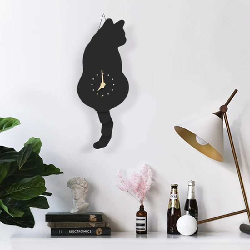 for Creative Wall Clock Naughty for Cat Wag Tail Clocks for Home Decoration Cloc C251126