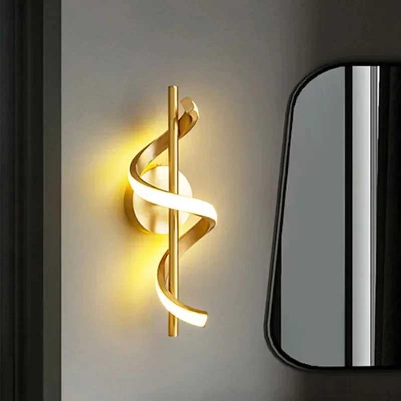 LED Wall Lamp Nordic Bedroom Bedside Minimalist Sconce Black White Gold Decorative Lighting Living Room Corridor Indoor Fixtures M251126