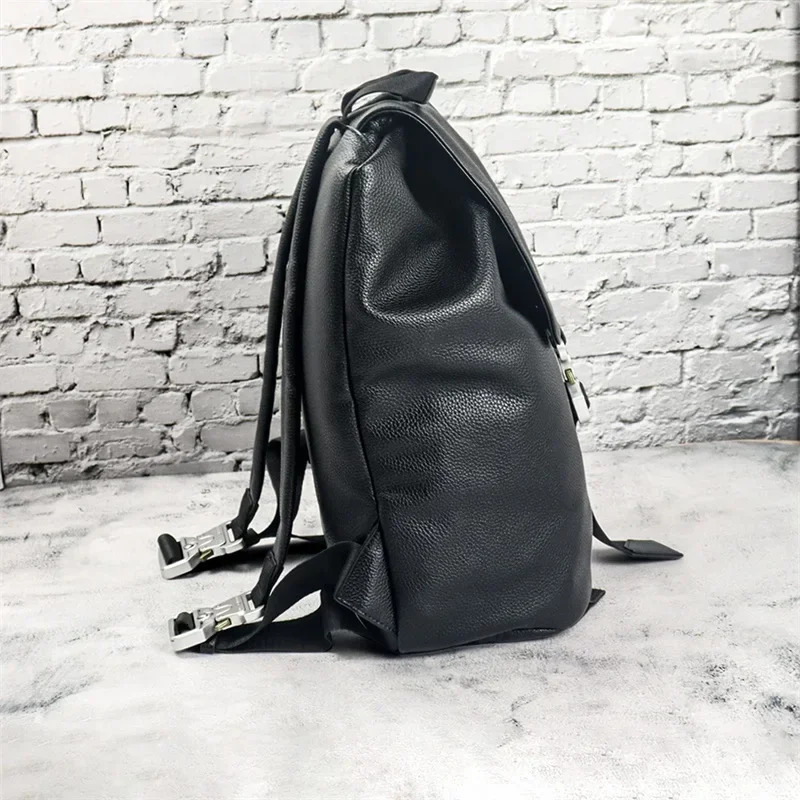 25ss Black ALYX Genuine Leather Backpack High Capacity Traveling Bag 11 Quality Alyx Casual Backpacks 251126