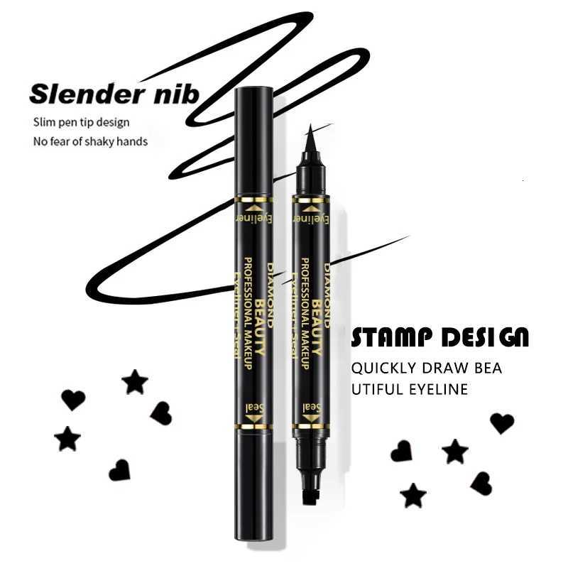 Double Head Star Print Love Eyeliner Pen Waterproof Mud Free New Palm Embellishment Eye Tail Eyeliner PenT251126