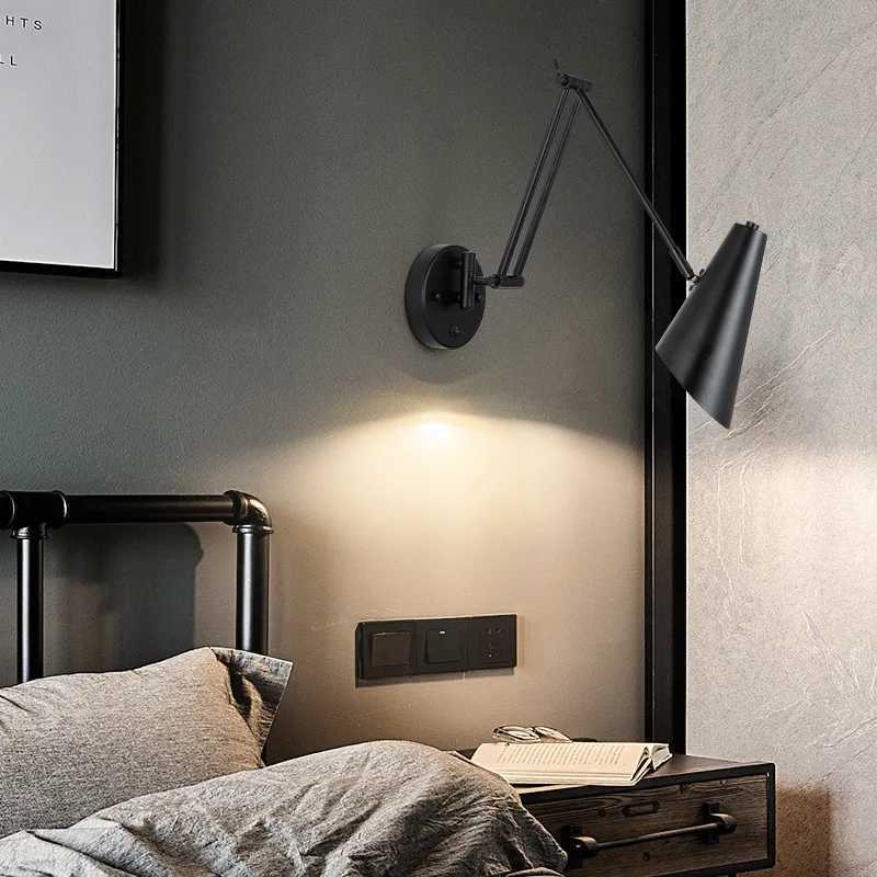 Modern Touch Sensor Adjustable Swing Long LED Wall Lamps Internal Wall Washer Household Bedroom Switch Decor Sconce Lights M251126