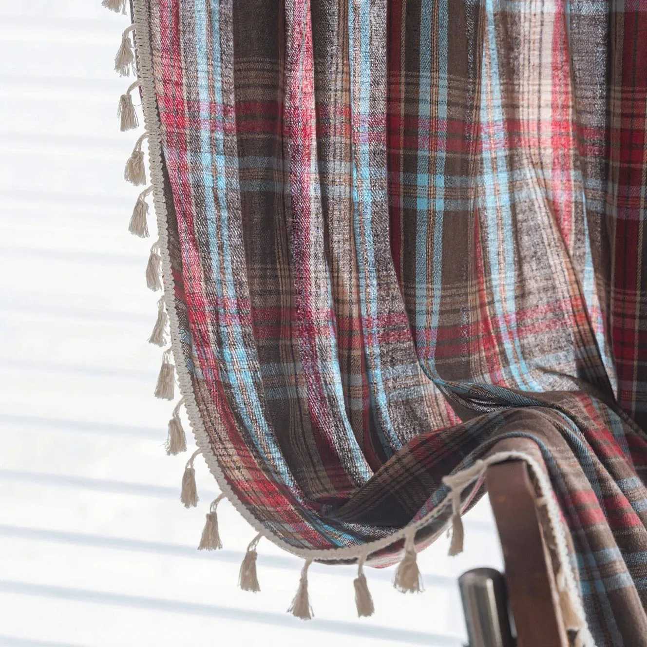 Christmas Christmas Buffalo Check Curtain Living Room Curtain Bedroom Vintage Farmhouse Semi Sheer Curtain Drapes Christmas Decoration Y251126