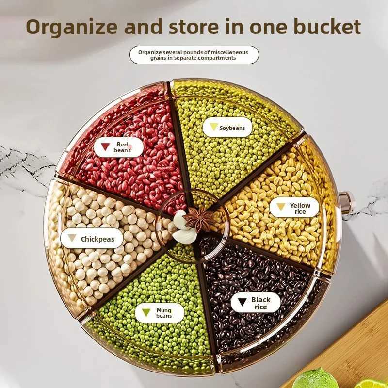 Household Food-Grade Rotating Compartment Storage Box - For Grains/Rice Bucket Jar Insect-Proof Moisture-Proof Y251126