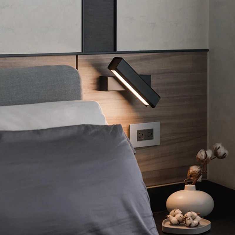 Nordic modern minimalist LED wall lamp rotatable bedroom bedside lamp reading lamp living room aisle wall lamp M251126