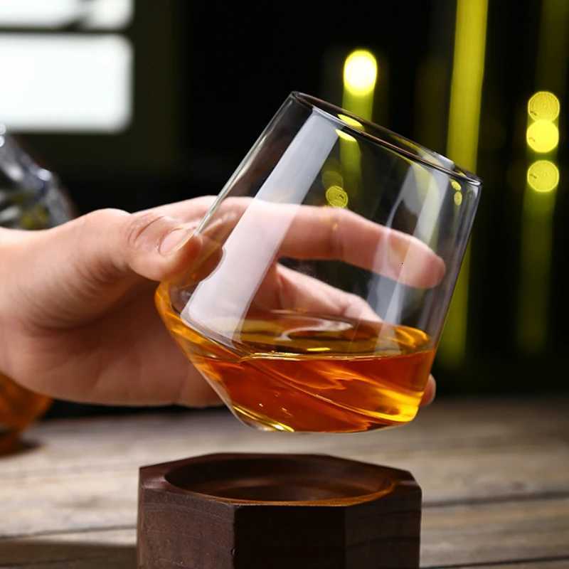 370ml/530ml Foreign Wine Glass Rotating Whiskey Glass Tumbler Cup Transparent Cocktail Tequila Glasses Cold Drink Mug Barware C251126