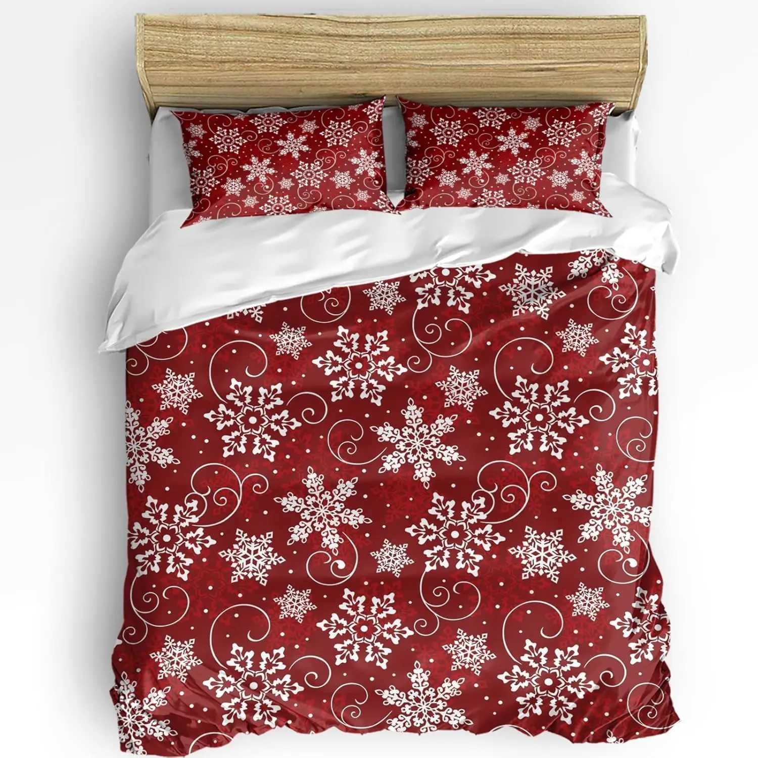 Christmas Christmas Duvet Cover King Size Christmas Tree Ball Snowflake Quilt Soft Bedding for Boys Girls Adult Bedroom Decoration 3 Pcs Y251126