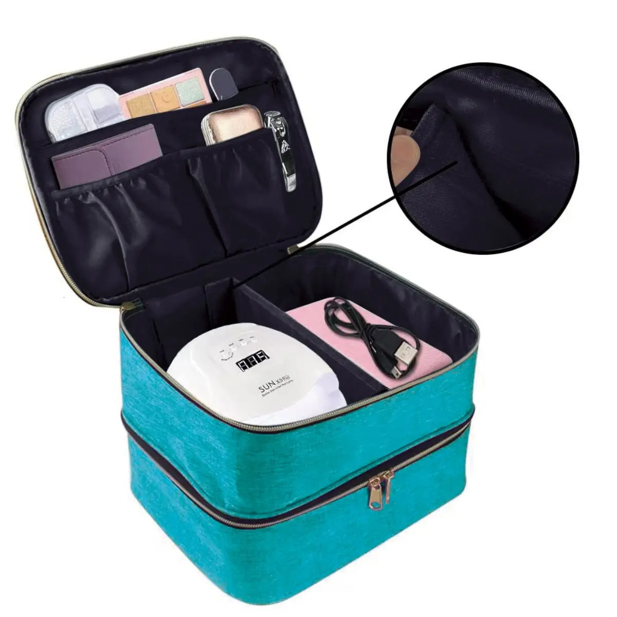Nail Polish Organizer Handheld Double Layer CosmeticOrganizer Tote Bag For Girls And Women Nail Art EssentialOil Cosmetic Set 251126 - view 5