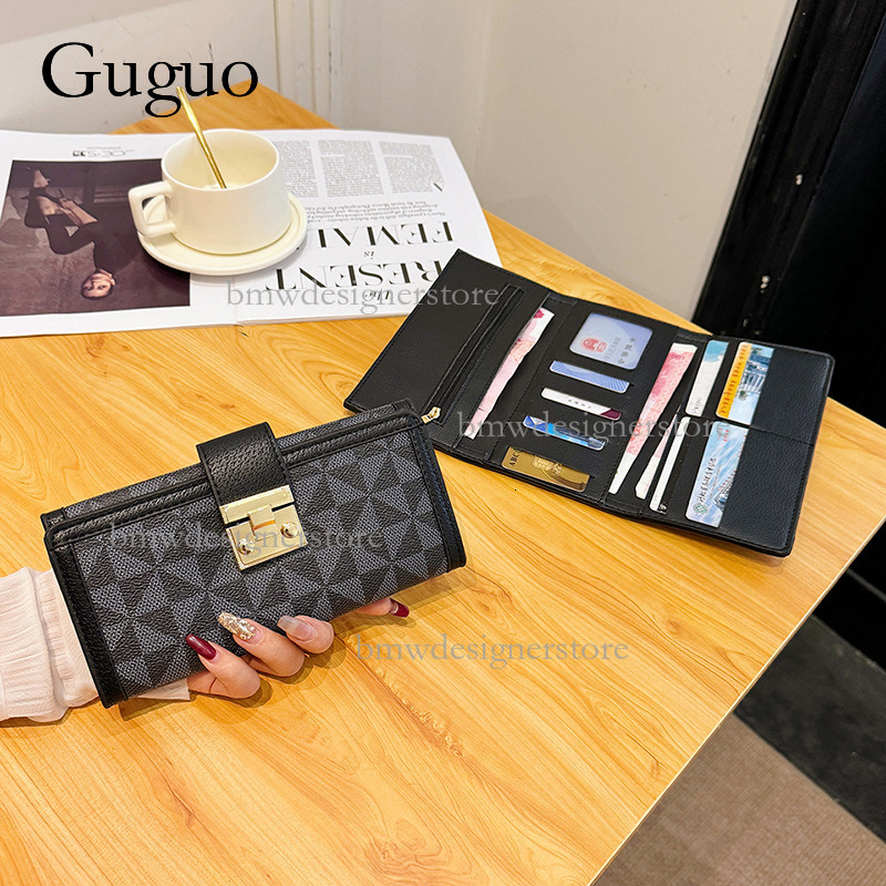 Guguo Designer Luxury Wallet New Long Women's Classic Metal Buckle Folding Handbag Short Multi Card Slot Card Clip Versatile Temperament Large Mo