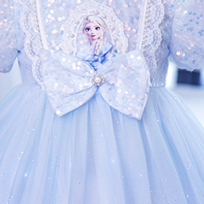 DISNEY Kids designer clothes Frozen baby clothes Glowing Elsa princess dress Aisha dress for girls Spring and summer children's short-slee birthd
