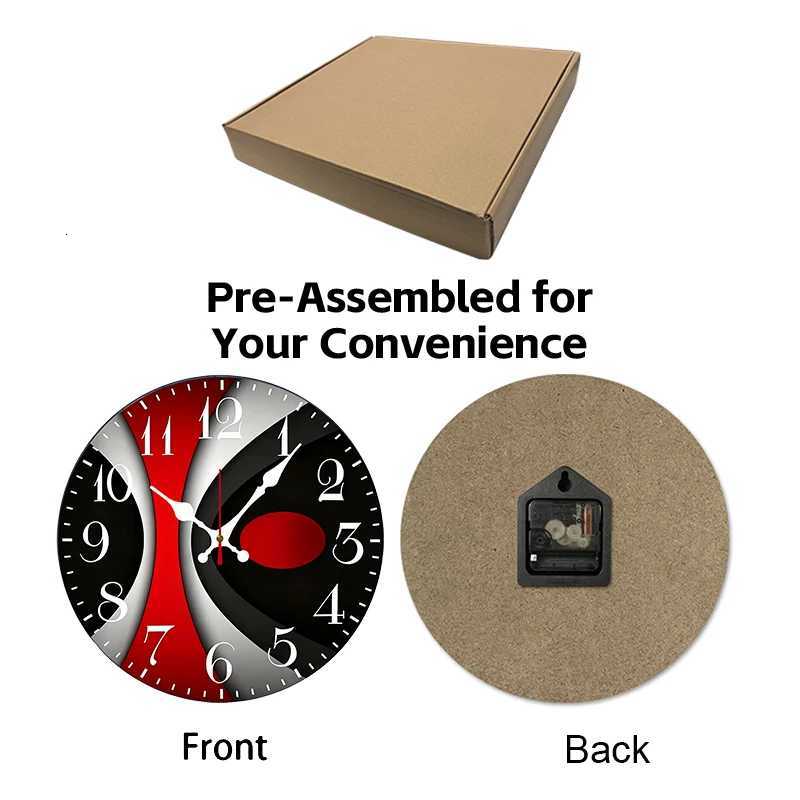 Black Red Wooden Round Silent Hanging Wall Clock Suitable For Living Room Office Study Room Bedroom Home Decoration C251126