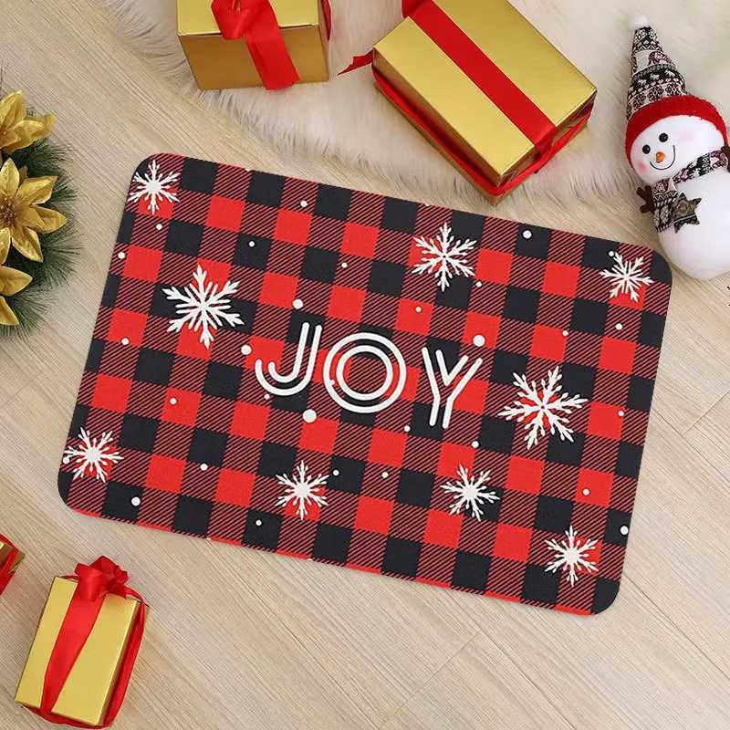 Christmas Theme Entrance Doormat Holiday Welcome Mat with Anti-Slip Backing Festive Christmas Tree Design for Home DecorationM251126