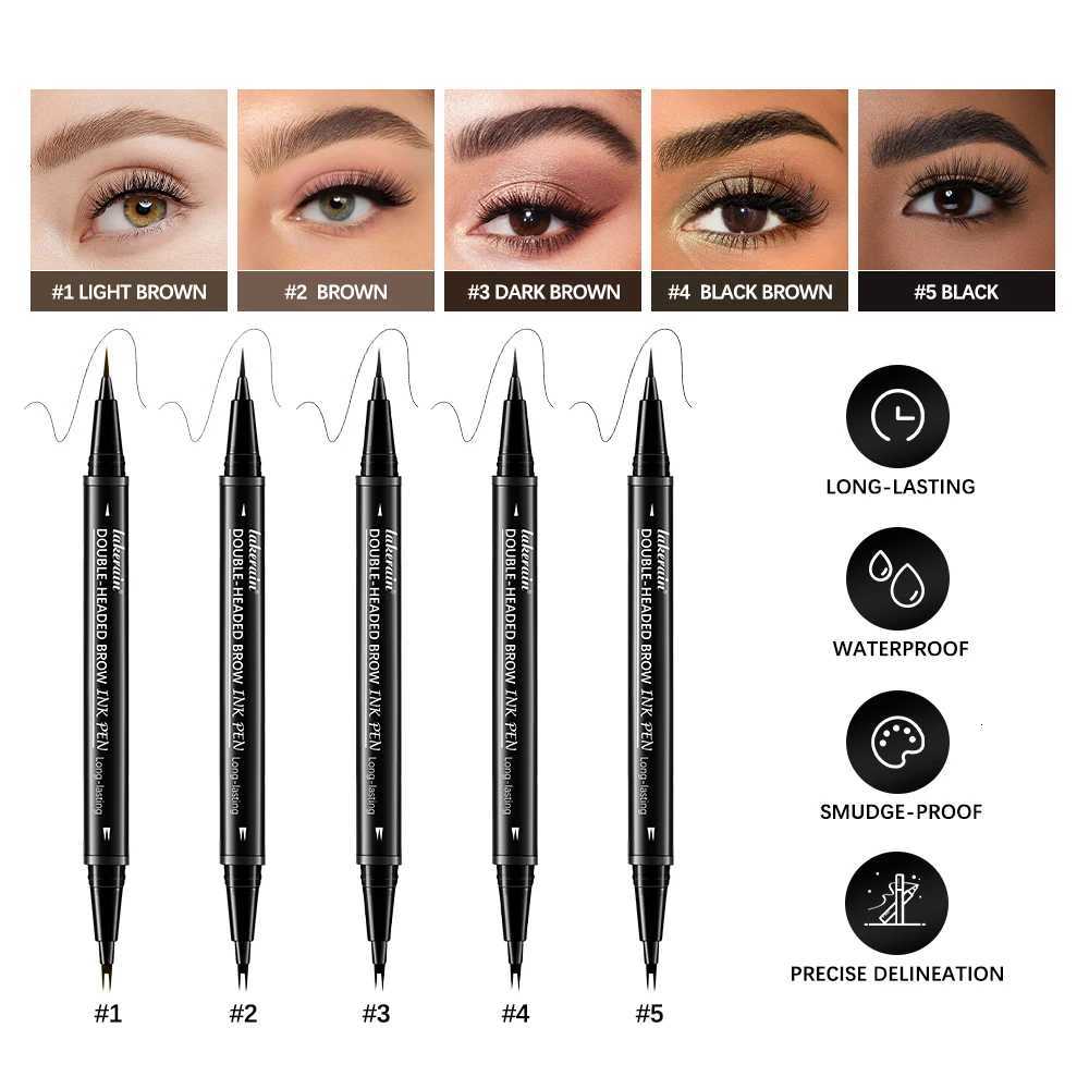 2 In 1 Eyebrow Pencil Eyeliner Double-Headed Long-Lasting Waterproof Smudge-Proof Precise Delineation Natural Tones for All SkinT251126