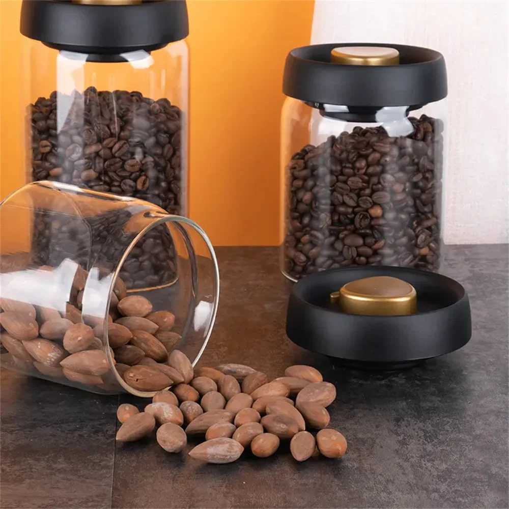 Coffee Beans Vacuum Sealed Tank Transparent Glass Food Storage Jars Household Moisture-proof Air Extraction Airtight Container Y251126