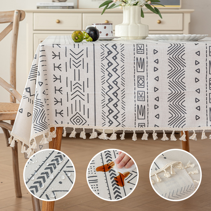 A634 Bohemian waterproof and oil-proof tablecloth non-slip and dirt-resistant tablecloth single dust-proof retro coffee table table cover towel