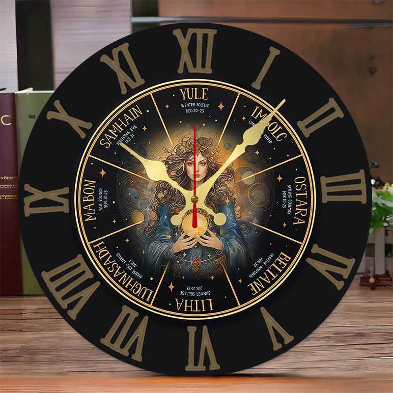 Witch Design Wooden Round Silent Hanging Wall Clock Suitable For Living Room Office Study Room Bedroom Home Decoration C251126