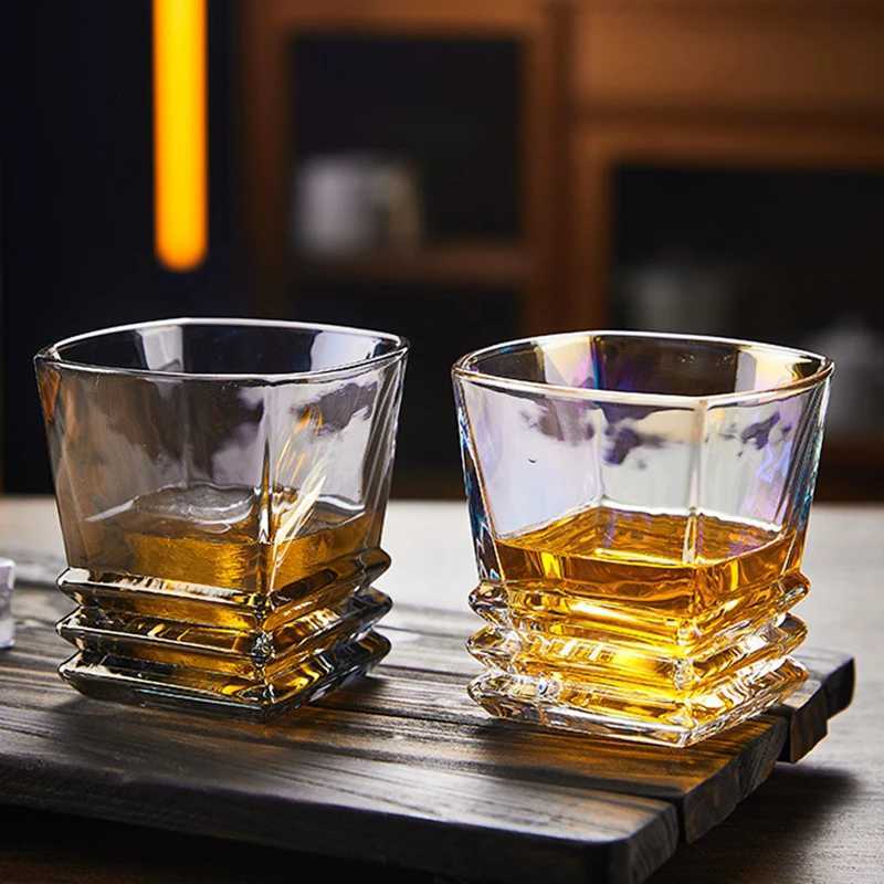 280ml Whiskey Glass Square Pagoda Shaped Wine Glass Drinkware Vintage Cup Drinking Bottle Bar Party Mugs Transparent Brandy Cup C251126