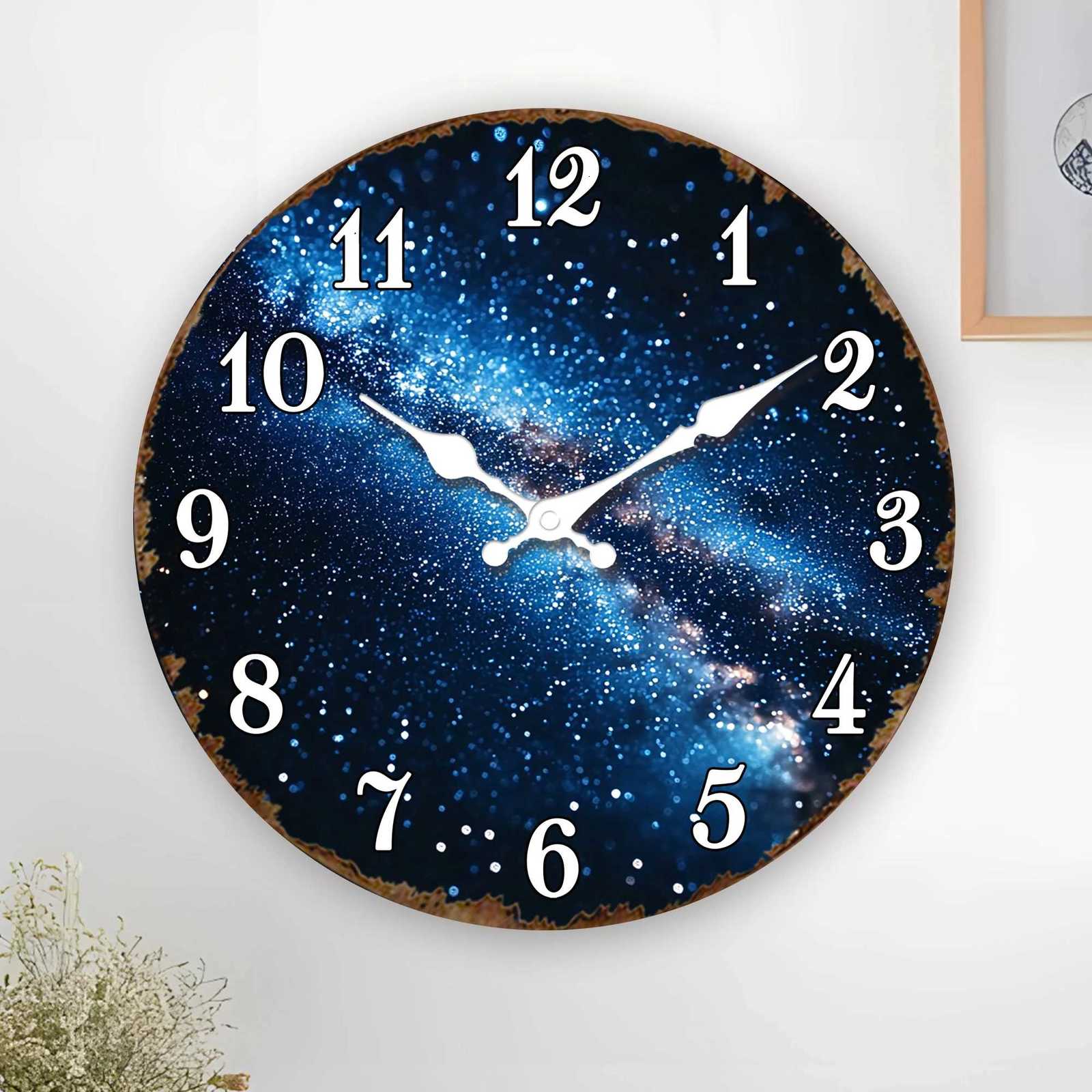 Starry Galaxy Round Wall Clock Cosmic Nebula Pattern Stunning Universe Themed Decor C251126
