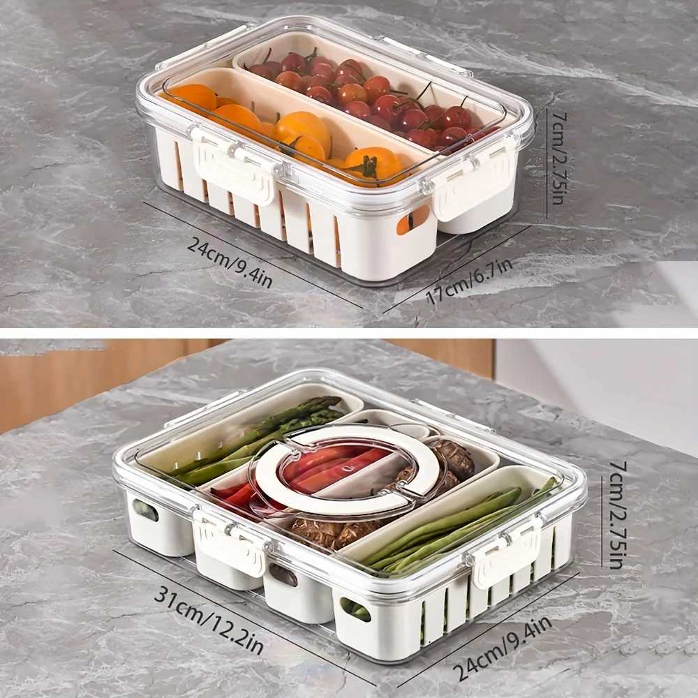 Snack Tray with Handle Portable Snackle Box Container Veggie Serving Tray for Travel Party Refrigerator Organize Box Y251126