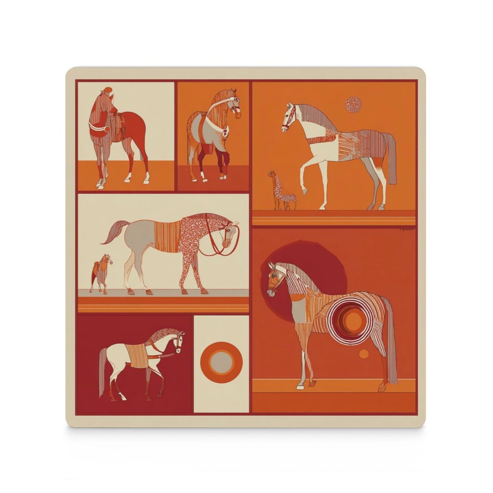Custom H Designer Coasters Set of 6 Coasters for Drinks Luxury Horse Ceramic Drink Coaster for Tabletop Protection Coffee Table Decor Ideal for Warmin