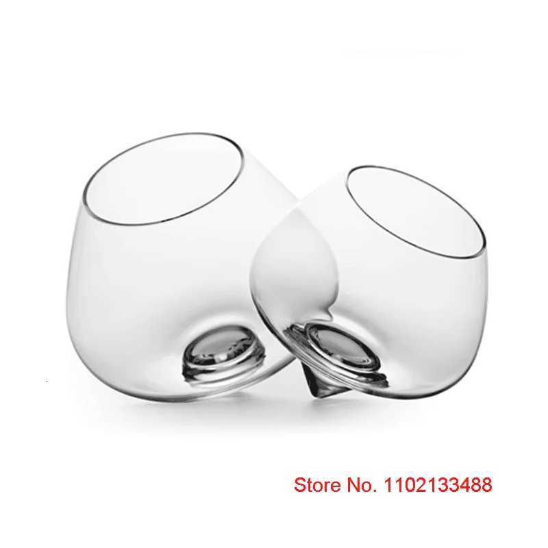 2022 Shaking Cope Gyro Spinning Whiskey Glass Cone Base Declining Rocking Wine Cup Liquor Cognac Martell Crystal Whisky Tumbler C251126