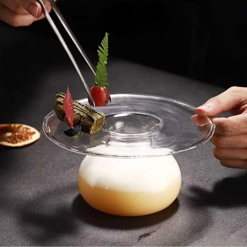 UFO Shaped Creative Cocktail Glasses Restaurant Hotel Molecule Cocktail Glass UFO Dry Ice Art Decorate Dish Sashimi Plate C251126