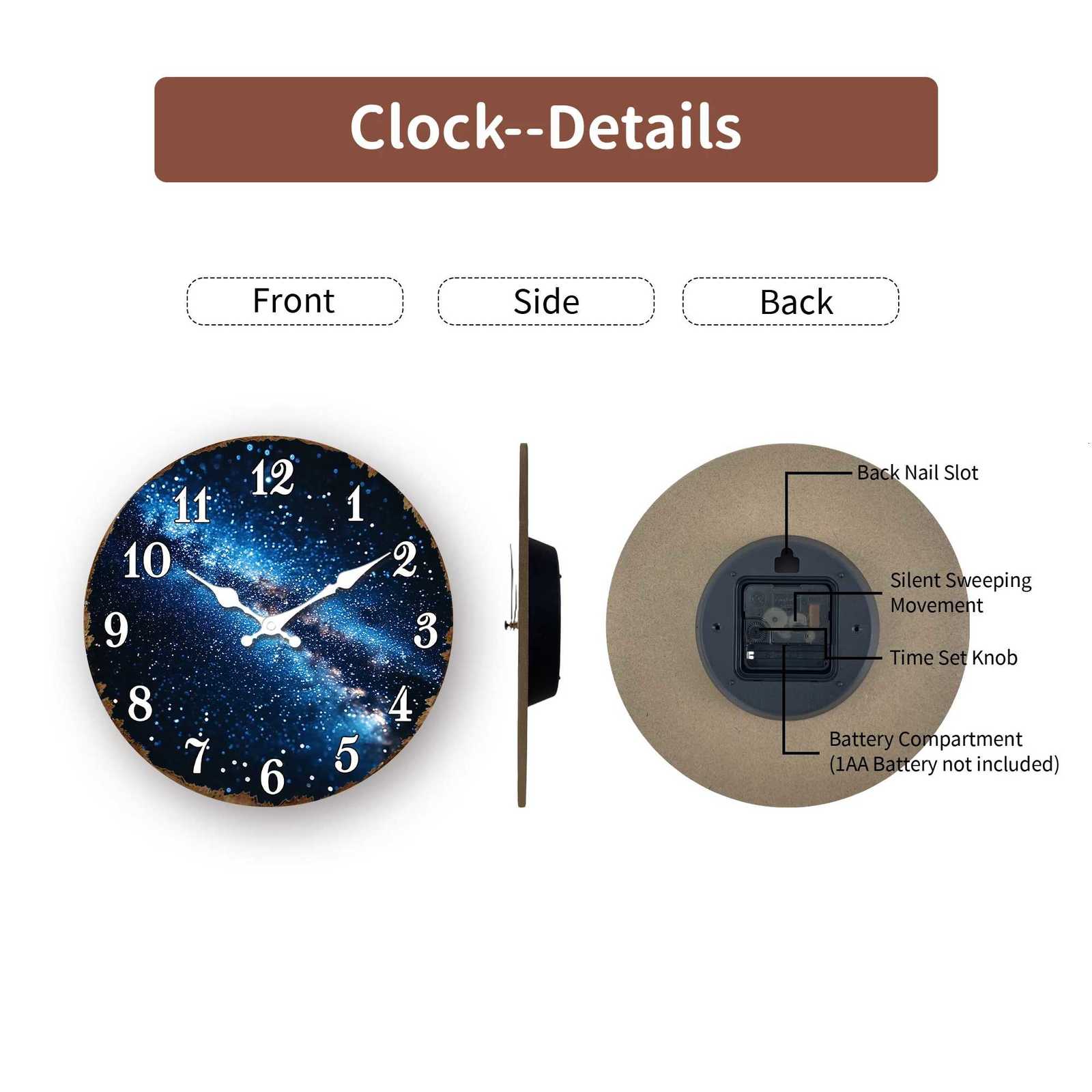 Starry Galaxy Round Wall Clock Cosmic Nebula Pattern Stunning Universe Themed Decor C251126