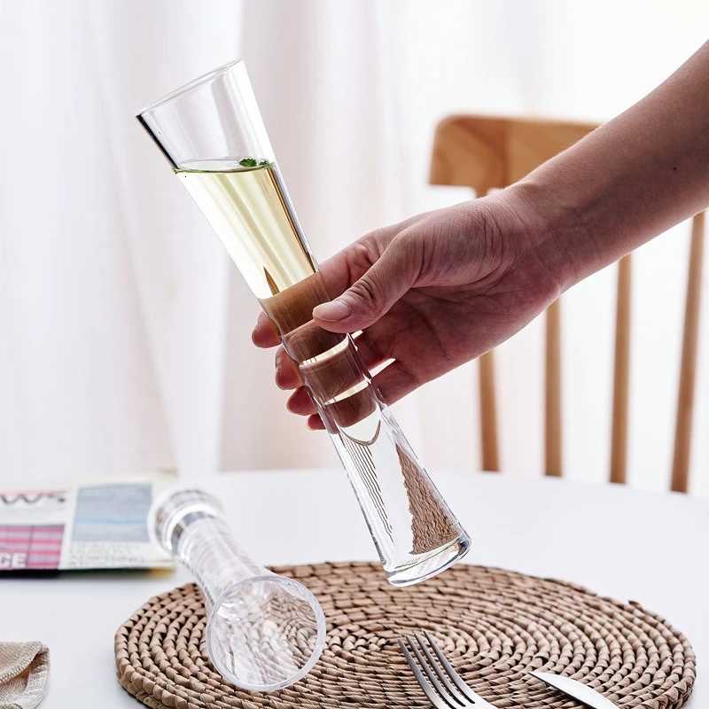 Handleless Champagne Glasses Glitter Flutes Clear Cups Bubble Wine Tulip Cocktail For Bar Party Gift Wedding Bubbly Wine Glasses C251126