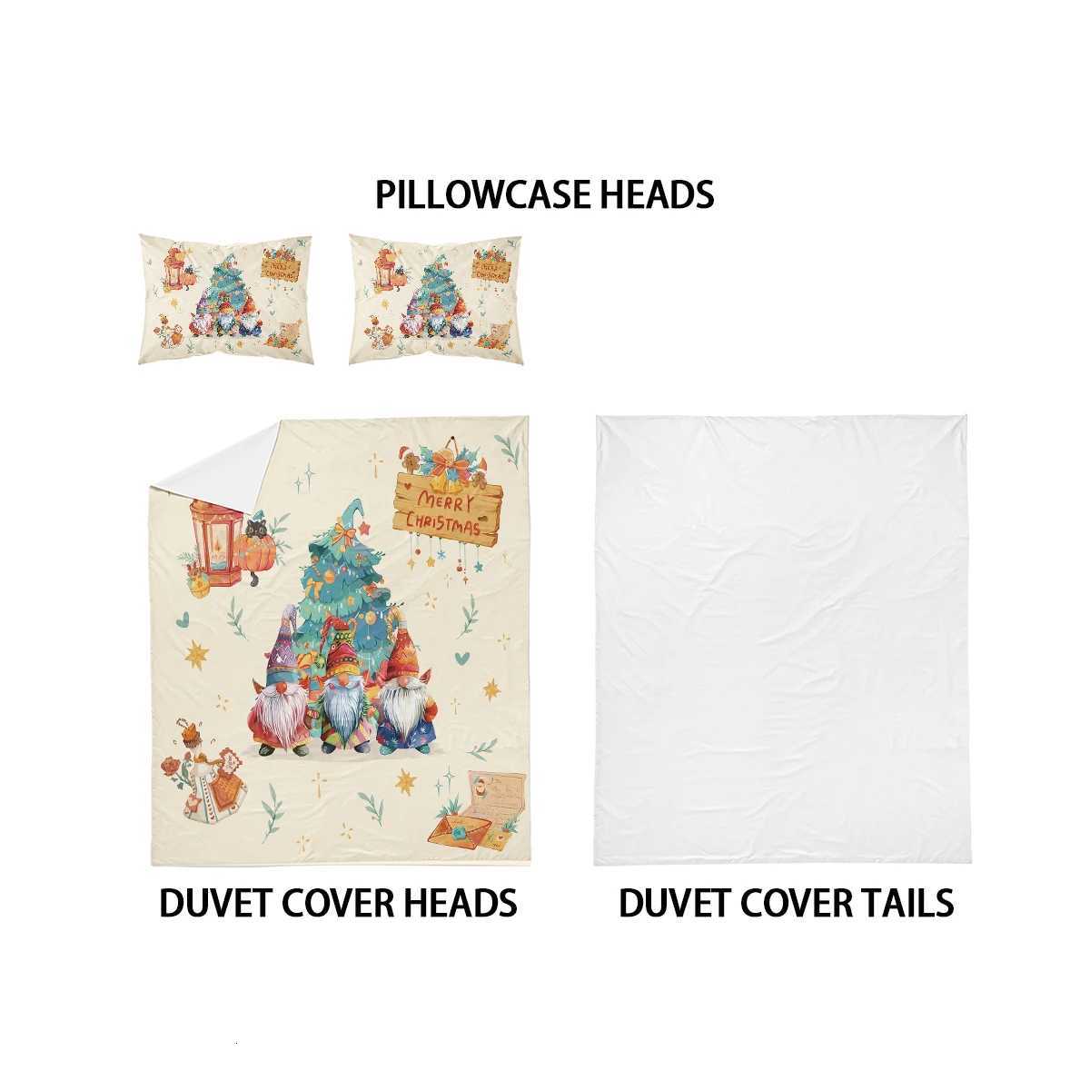 Christmas 3pcs Merry Christmas Print Coreless Bedding Set Soft and Comfortable Multi Size Bedrooms Dormitory Duvet Cover Machine Washable Y251126
